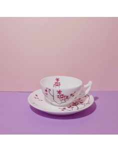 TAZA CON PLATO FLORES DE CEREZO
