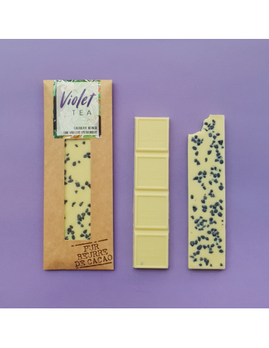 CHOCOLATE BLANCO CON VIOLETAS ESCARCHADAS